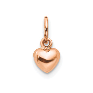 14k Rose Gold Rose Polished 3-D Puffed Heart Charm K794