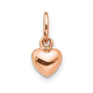 14k Rose Gold Rose Polished 3-D Puffed Heart Charm K794