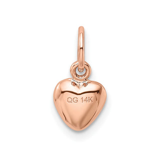 14k Rose Gold Rose Polished 3-D Puffed Heart Charm K796