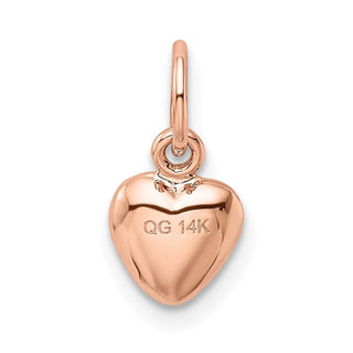 14k Rose Gold Rose Polished 3-D Puffed Heart Charm K796
