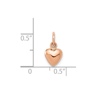 14k Rose Gold Rose Polished 3-D Puffed Heart Charm K796