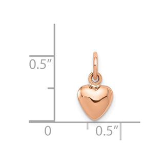 14k Rose Gold Rose Polished 3-D Puffed Heart Charm K796