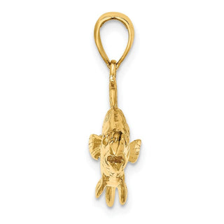 14k Yellow Gold 3-D Red Fish Pendant K7968
