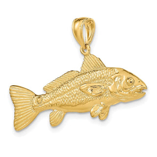 14k Yellow Gold 3-D Red Fish Pendant K7968