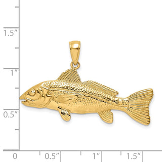 14k Yellow Gold 3-D Red Fish Pendant K7968