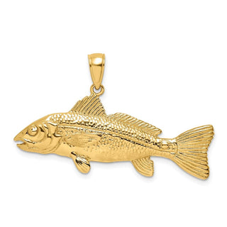 14k Yellow Gold 3-D Red Fish Pendant K7968