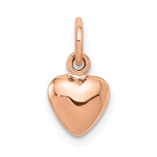 14k Rose Gold Rose Polished 3-D Puffed Heart Charm K796