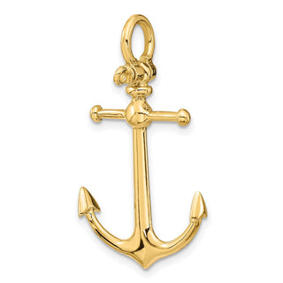 14k Yellow Gold 3-D Anchor w/Shackle Bail Charm