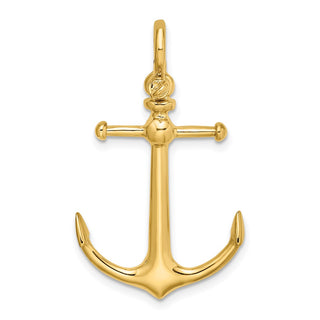14k Yellow Gold 3-D Anchor w/Shackle Bail Charm