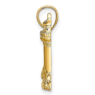 14k Yellow Gold 2-D Nubble Lighthouse Pendant