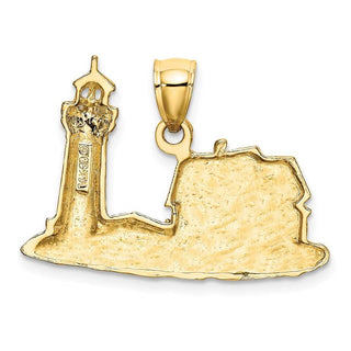 14k Yellow Gold 2-D Nubble Lighthouse Pendant