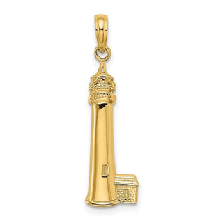 14k Yellow Gold 2-D Polished Cape May Lighthouse Pendant