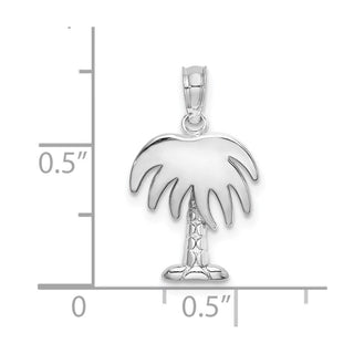 14k White Gold Charleston Palm Tree Pendant
