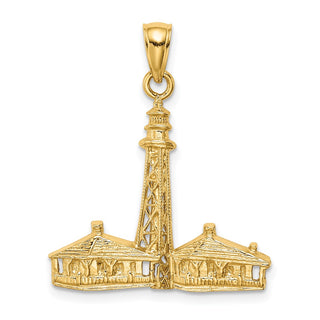 14k Yellow Gold 2-D Sanibel Island Lighthouse Pendant