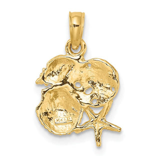 14k Yellow Gold Four Shell Cluster Pendant K8028