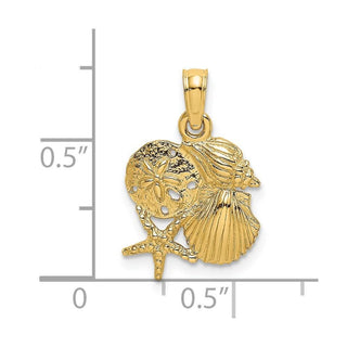 14k Yellow Gold Four Shell Cluster Pendant K8028