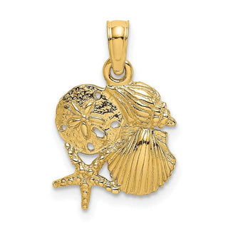14k Yellow Gold Four Shell Cluster Pendant K8028