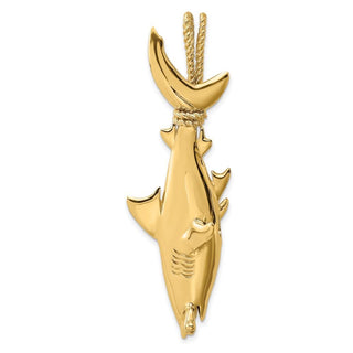 14k Yellow Gold 3-D Hammerhead Shark w/Rope Bail Charm