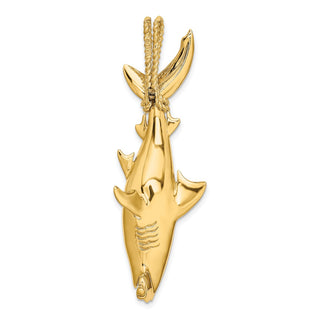 14k Yellow Gold 3-D Hammerhead Shark w/Rope Bail Charm