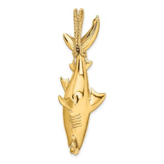 14k Yellow Gold 3-D Hammerhead Shark w/Rope Bail Charm