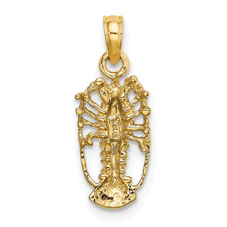 14k Yellow Gold Florida Lobster with Out Claws Pendant K8038