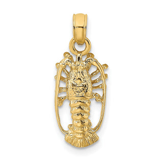 14k Yellow Gold Florida Lobster with Out Claws Pendant K8038