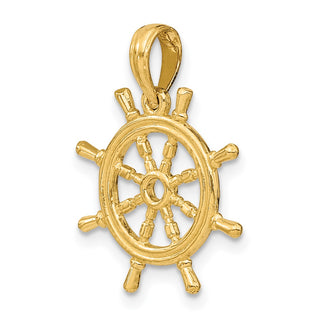 14k Yellow Gold 3-D Ships Wheel Pendant