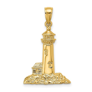 14k Yellow Gold Polished Lighthouse Pendant