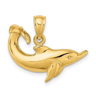 14k Yellow Gold Polished Dolphin Pendant K8054