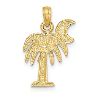 14k Yellow Gold Polished Charleston Palm Tree Pendant