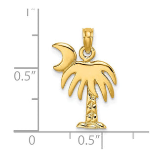 14k Yellow Gold Polished Charleston Palm Tree Pendant