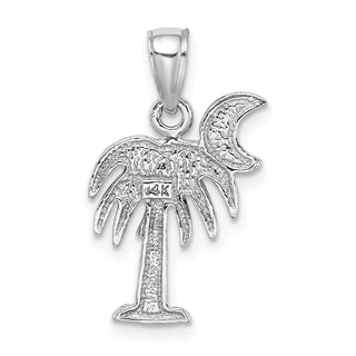 14k White Gold Polished Charleston Palm Tree Pendant