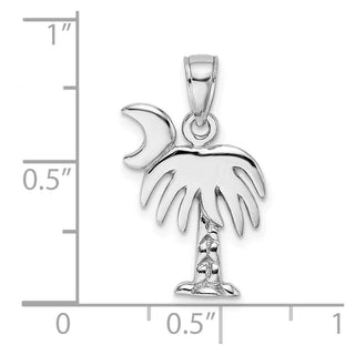 14k White Gold Polished Charleston Palm Tree Pendant