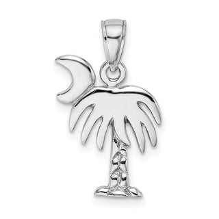 14k White Gold Polished Charleston Palm Tree Pendant