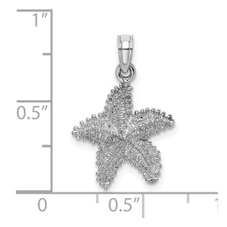14k White Gold Starfish w/Beaded Texture Pendant