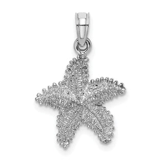 14k White Gold Starfish w/Beaded Texture Pendant