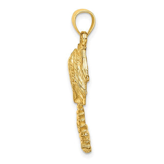 14k Yellow Gold 2-D Textured Single Palm Tree Pendant K8079