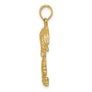 14k Yellow Gold 2-D Textured Single Palm Tree Pendant K8080