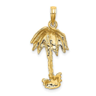 14k Yellow Gold 2-D Textured Single Palm Tree Pendant K8080