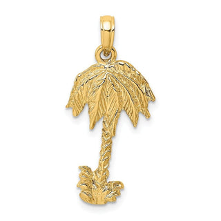 14k Yellow Gold 2-D Textured Single Palm Tree Pendant K8080
