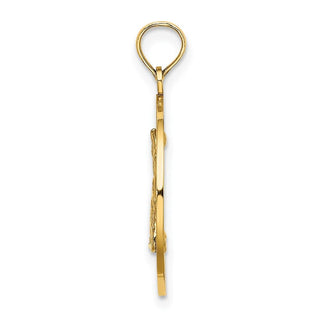 14k Yellow Gold Block Island, RI Round Frame w/Map Pendant
