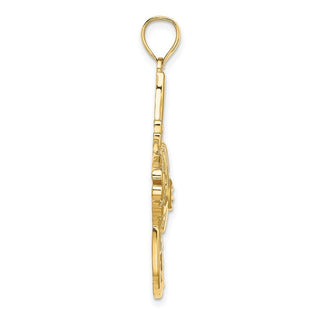 14k Yellow Gold Textured Large Angelfish Pendant