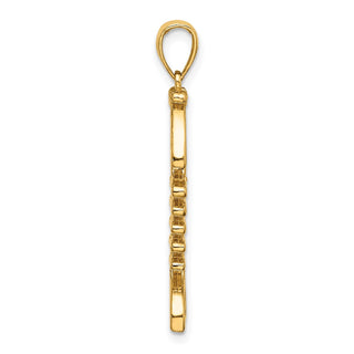14k Yellow Gold 3-D Polished and Textured Fishbone Pendant