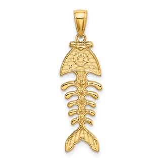 14k Yellow Gold 3-D Polished and Textured Fishbone Pendant