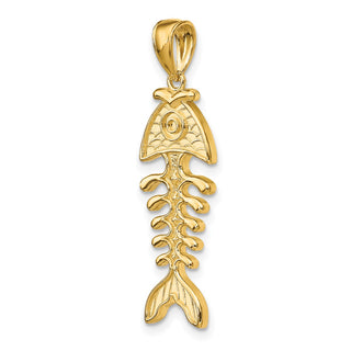 14k Yellow Gold 3-D Polished and Textured Fishbone Pendant