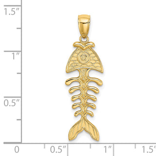 14k Yellow Gold 3-D Polished and Textured Fishbone Pendant