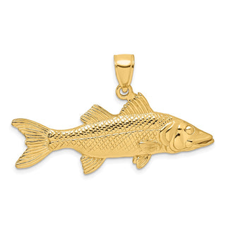 14k Yellow Gold 3-D Snook Fish Pendant K8118