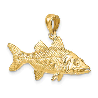 14k Yellow Gold 3-D Snook Fish Pendant K8118