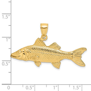 14k Yellow Gold 3-D Snook Fish Pendant K8118