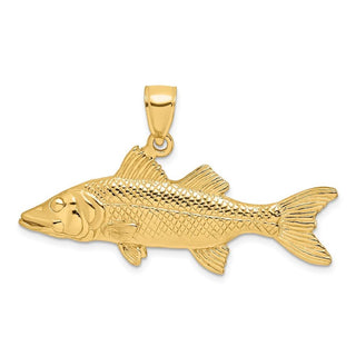 14k Yellow Gold 3-D Snook Fish Pendant K8118